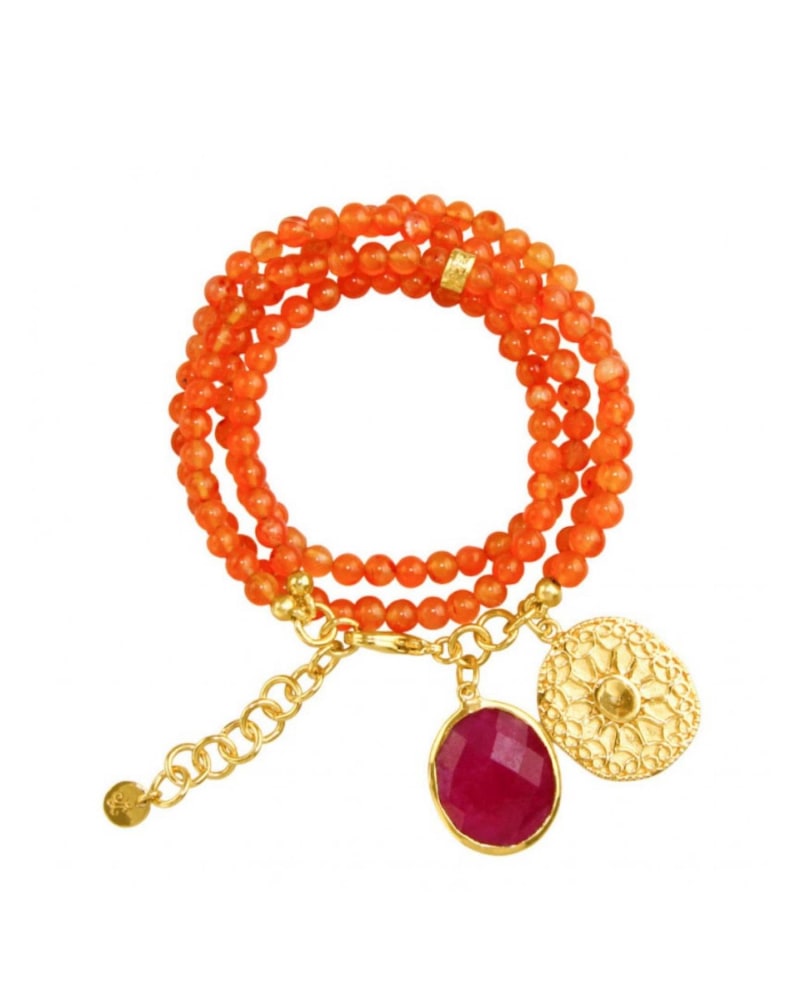 Front of a size O/S Women'S Grace Bracelet in Orange/Fucshia in Orange/Fucshia by SARA LASHAY. | dia_product_style_image_id:331317